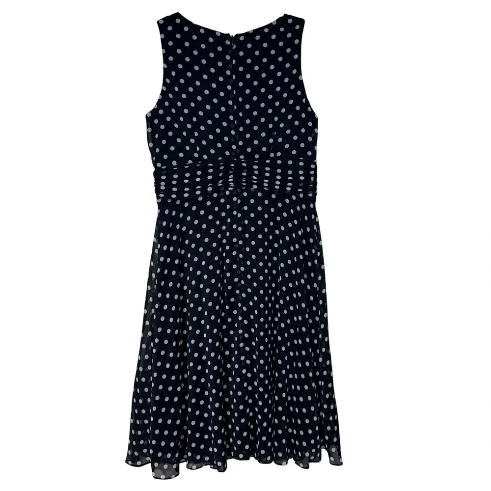 MSK Polka Dot y2k Dress Womens 10  Polyester Chiffon A-Line Sleeveless